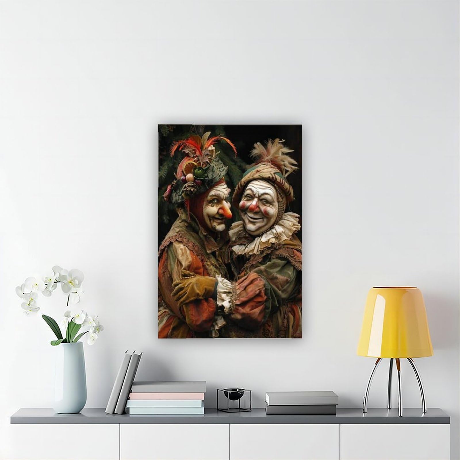 QGVBGF Elegante poster su tela con scena Commedia Dell'Arte, decorazione per camera da letto, ufficio, camera da letto, regalo, 60 x 90 cm