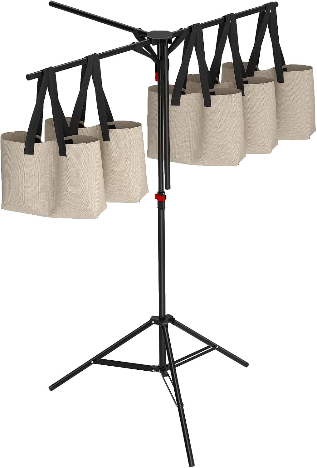 Shopping Bag Rack, Adjustable Height Store Grocery Bags Holder, Foldable Stable Base Bag Display Rack for Supermarket, Boutique, Trade Show & Home Storage