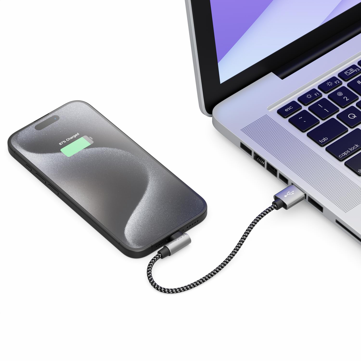 deleyCON 0,15m Cavo USB A a USB C - Spina USB-C Angolata a 90° - Cavo di Ricarica USB-A a USB-C Corto da 15cm per iPhone 15 16 Pro Max Samsung S24 S23 S22 Pixel iPad Pro MacBook Air Tablets Switch PS5