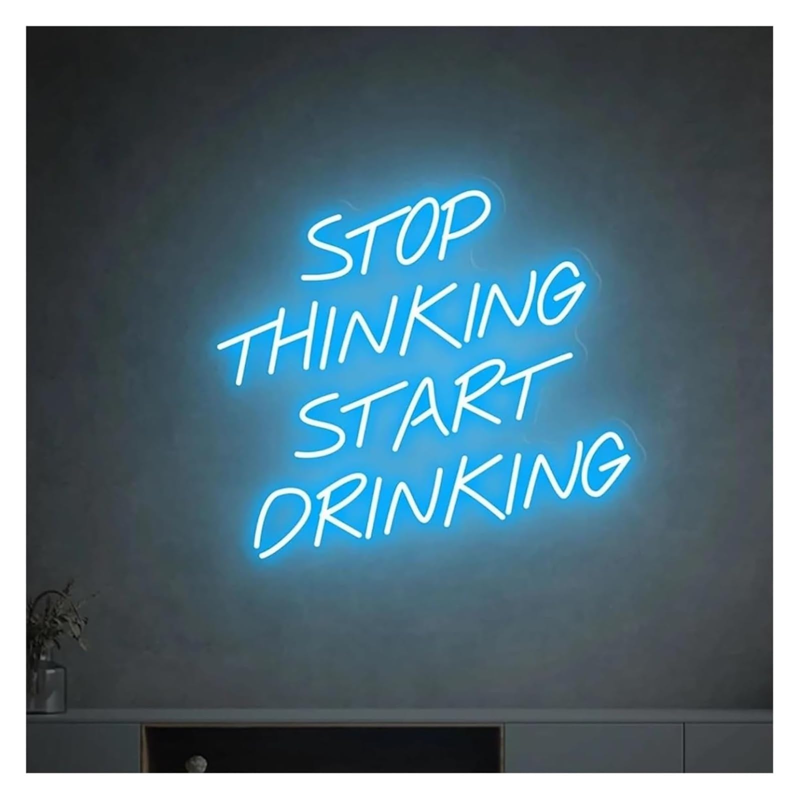 Zynther Neon lamp Stop Thinking Start Drinking for neon Sign LED for Beer Bar Club Game Room Party Restaurant Wall Decor 38cm×33cm(G)