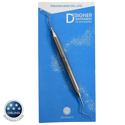 Miniatura 5 de Osung Escalador de archivos dentales con mango de metal, herramienta de escalador de archivos periodontal dental con doble extremo de trabajo,