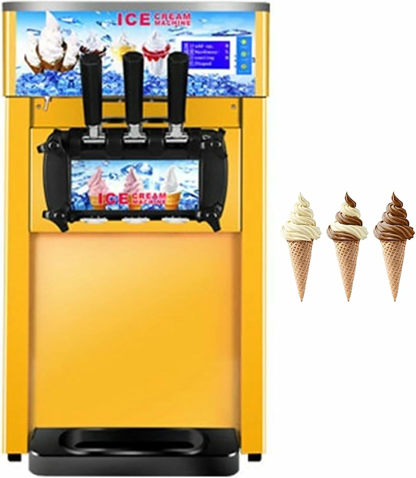 Commercial Ice Cream Machine 1200W Countertop Soft Serve Ice Cream Maker 4 7 Gal H 3 Flavors Yogurt
