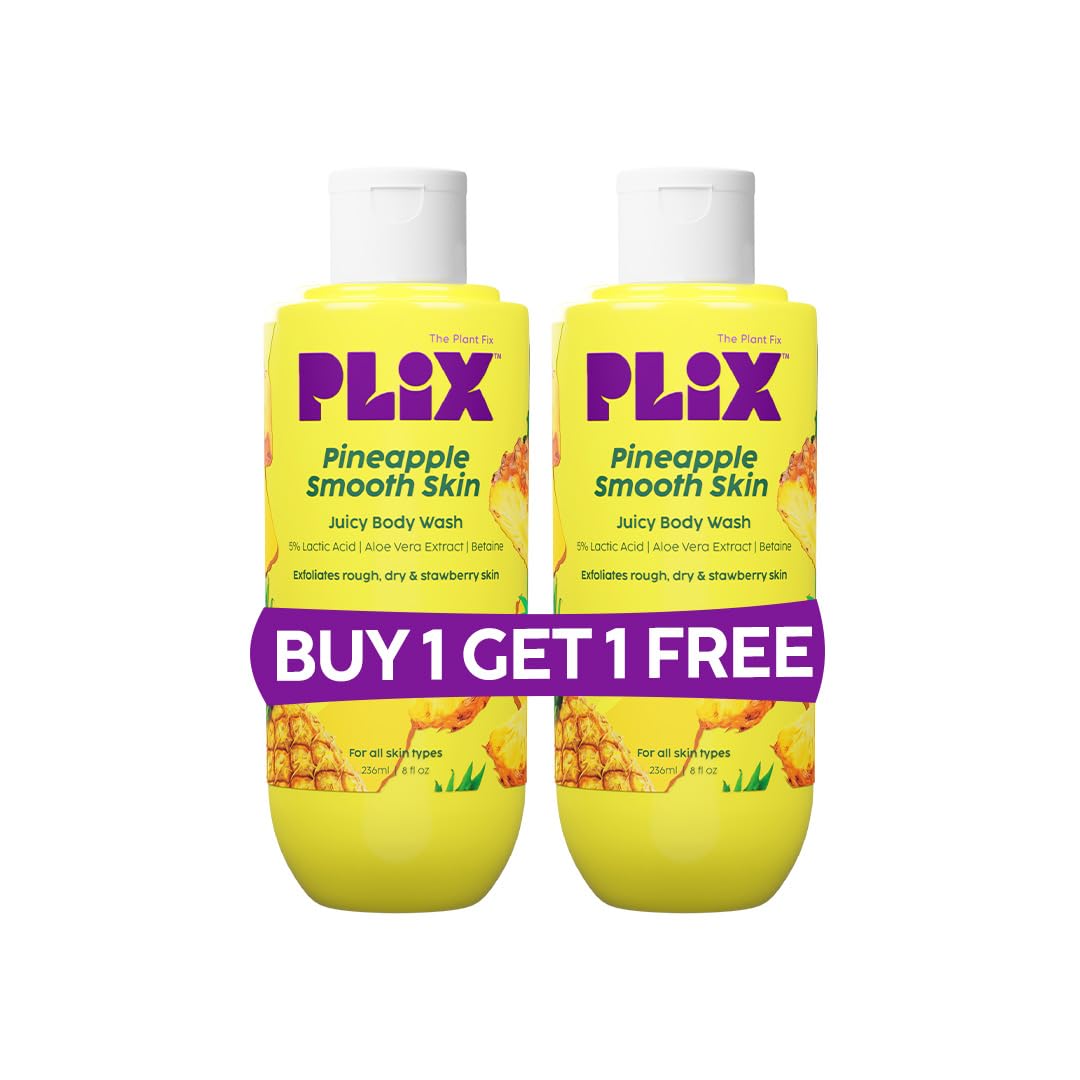 The Plant Fix Plix Pineapple 5% Lactic Acid Exfoliating Body Wash For All Skin Types, Paraben-Free Shower Gel, For Dry, Rough & Strawberry Skin, 236 Ml