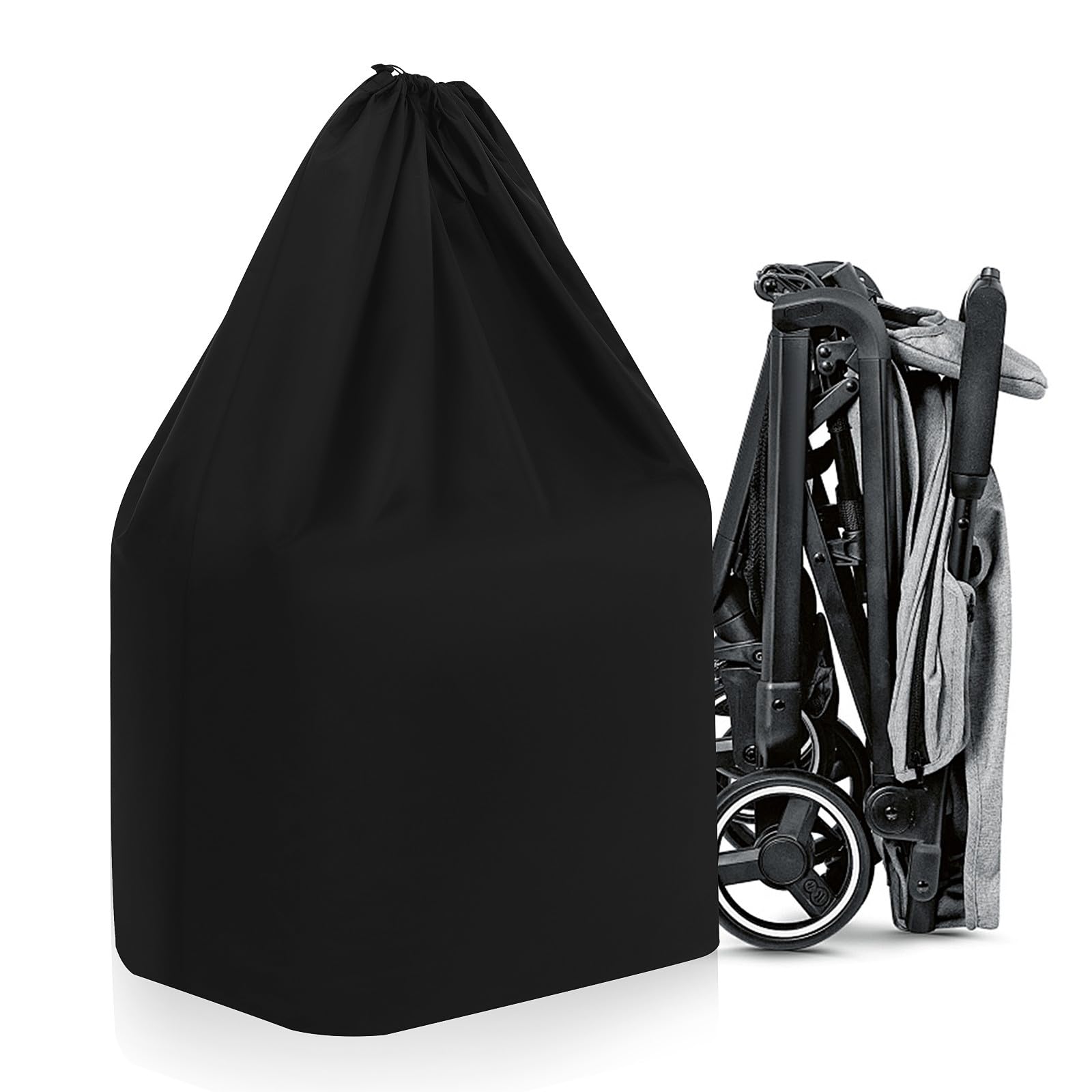 PLAFOPE Borsa Durante Viaggi in Aereo e Trasferimenti Chiusura a Coulisse Bloccabile in Nylon Nero e Doppie Tracolle, Protegge Passeggino da Viaggio per Passeggino