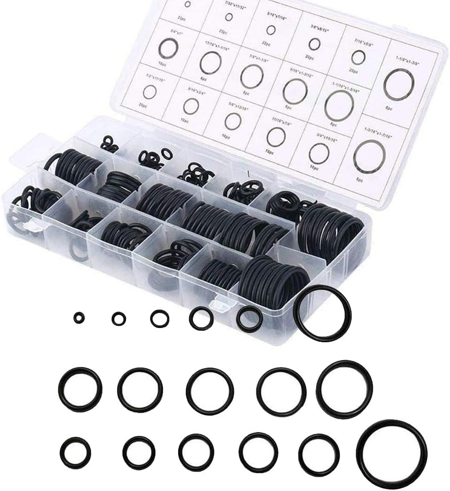 SUNSHINETEK 222pcs 17 Imperial Sizes Rubber O Ring Sealing Gasket Washer Grommet Assortment Set