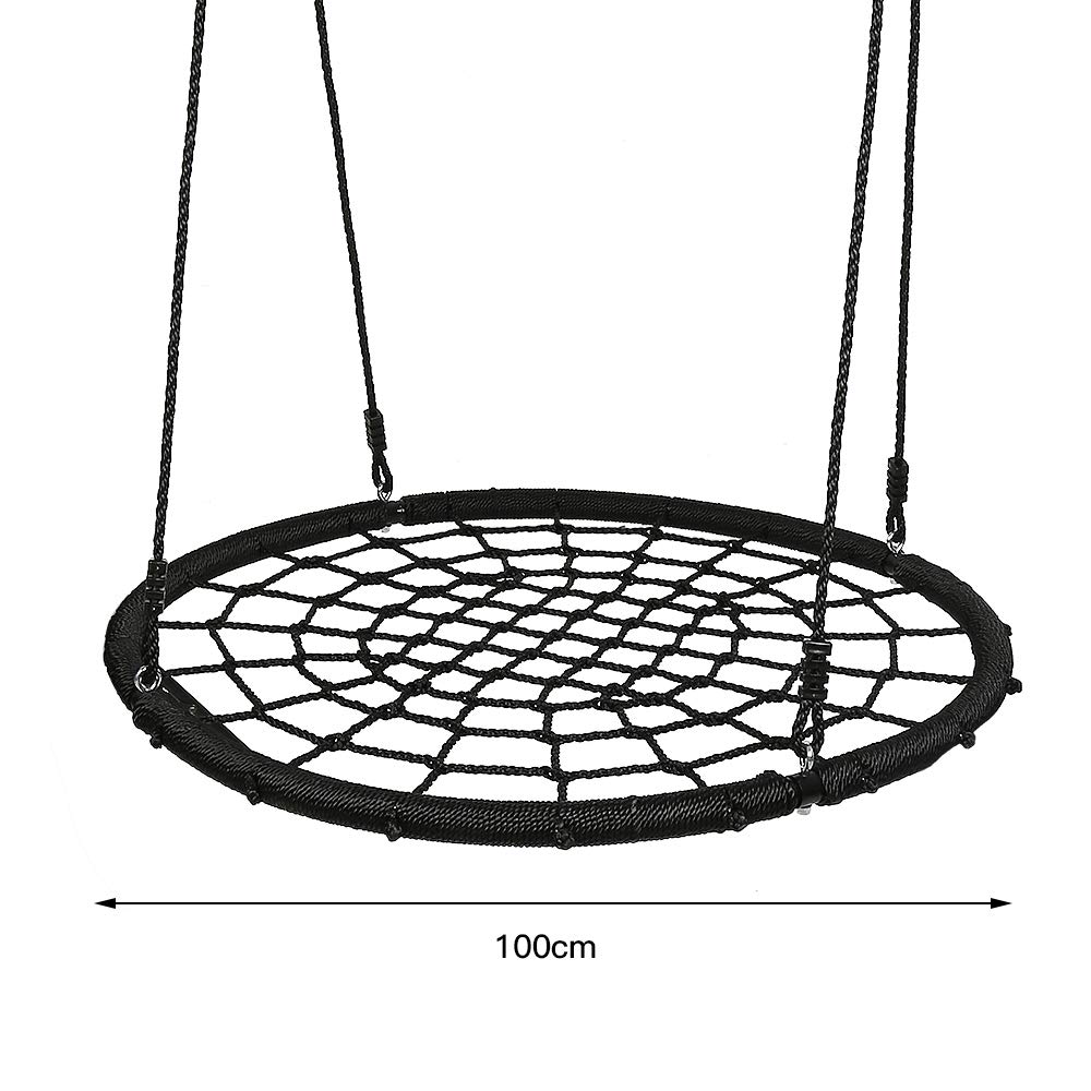 Balançoire nid d'oiseau Rond, Balançoire Enfant Chaise Hamac Suspendue pour Jardin, Balancoire Interieur et Exterieur (Noir)