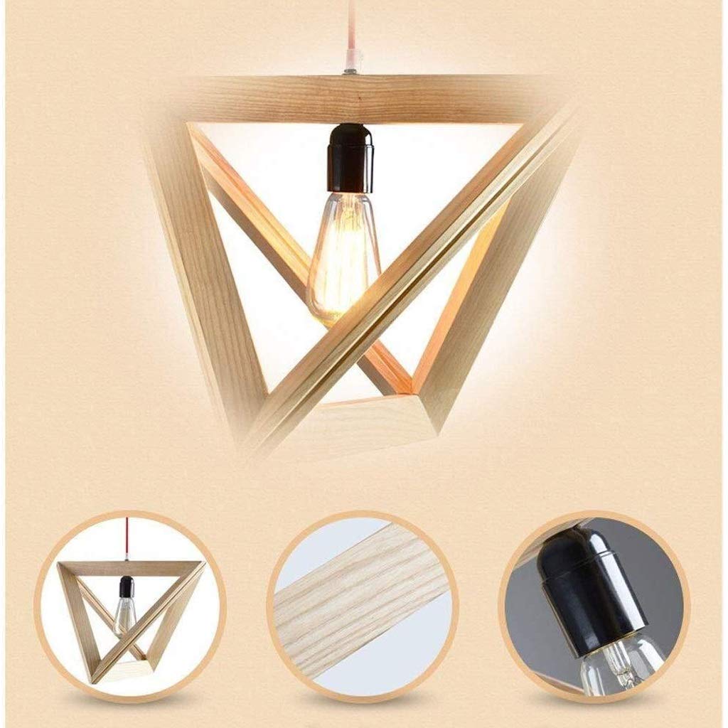 LEOSHI Lámpara de araña de Madera, Marco de Madera Triangular, decoración para Comedor, cafetería, Sala de Estar y Dormitorio Made in China