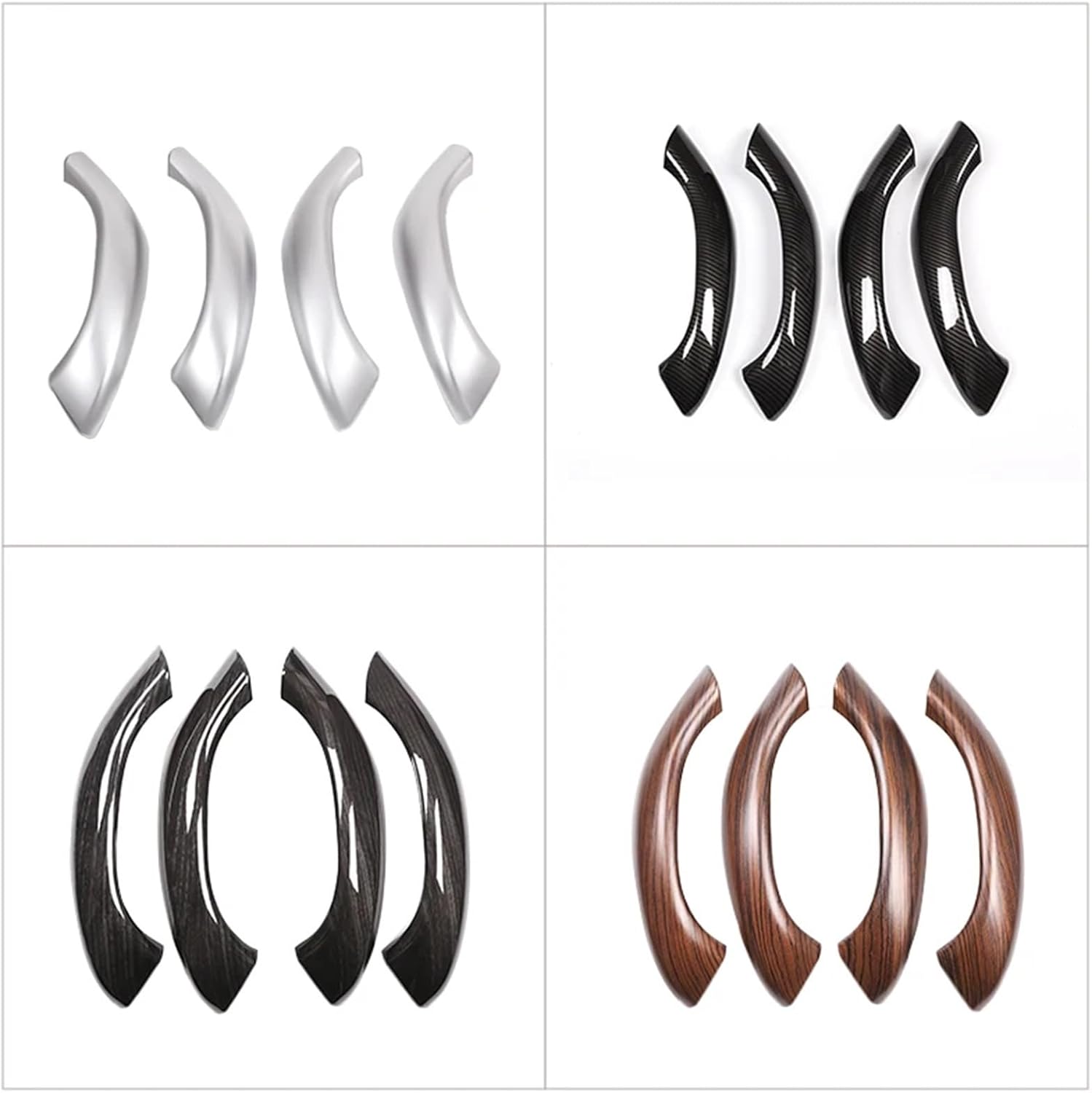 for bmws X1 F48 2016-2018 ABS Matte Silver Car Inner Door Handle Trim Accessories for X2 F47 2018 4pcs(Black Wood Grain)