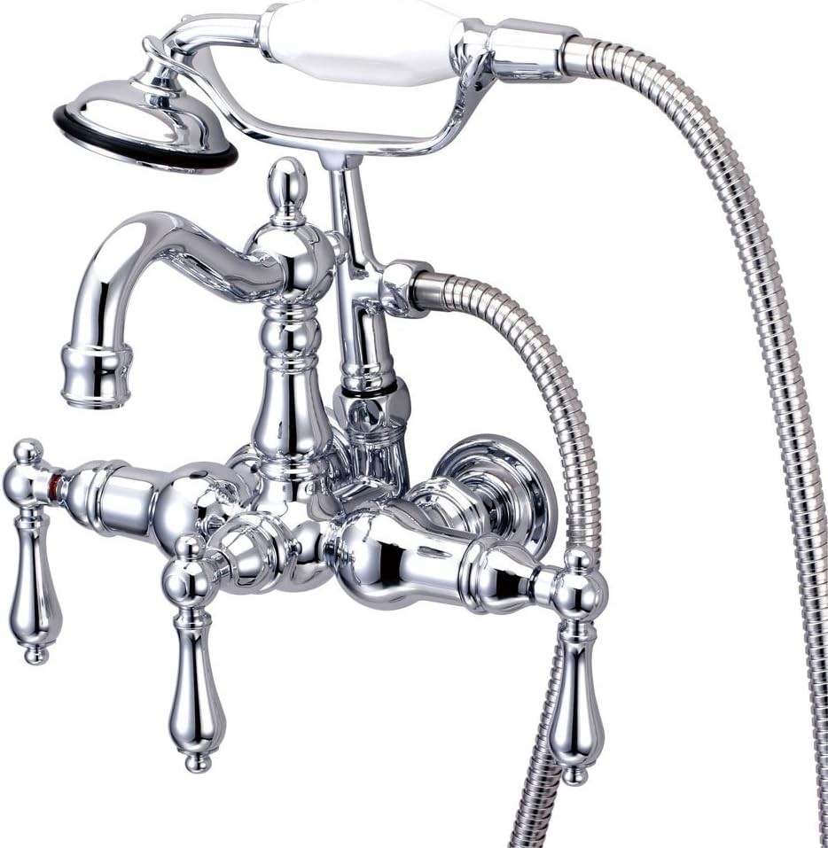 Elements of Design Hot Springs DT10081AL Wall Mount Clawfoot Tub Filler with Hand Shower, Polished Chrome