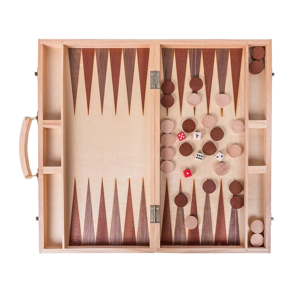 SQUARE - Backgammon z drewna 447 - Intarsja - Walizka z uchwytem