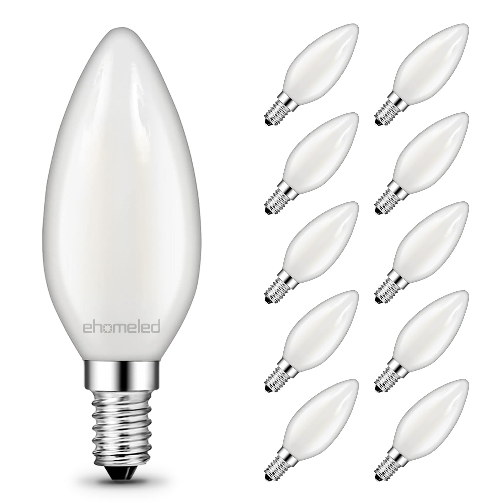 E14 LED Candle Bulbs 4W Warm White 2700K,40W Equivalent E14 Light Bulbs, AC 220V-240V, C35 SES Small Screw Candle Light Bulb for Chandelier, Frosted White Glass Filament Lamps Not-dimmable, 10 Pack