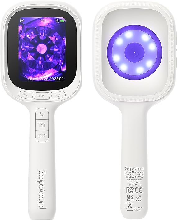 ScopeAround Digital Microscope, Autofocus Handheld Microscope, Magnifier with 2.8 IPS Screen and LEDs, Portable Magnifying Glass, Compatible with Mac/Windows