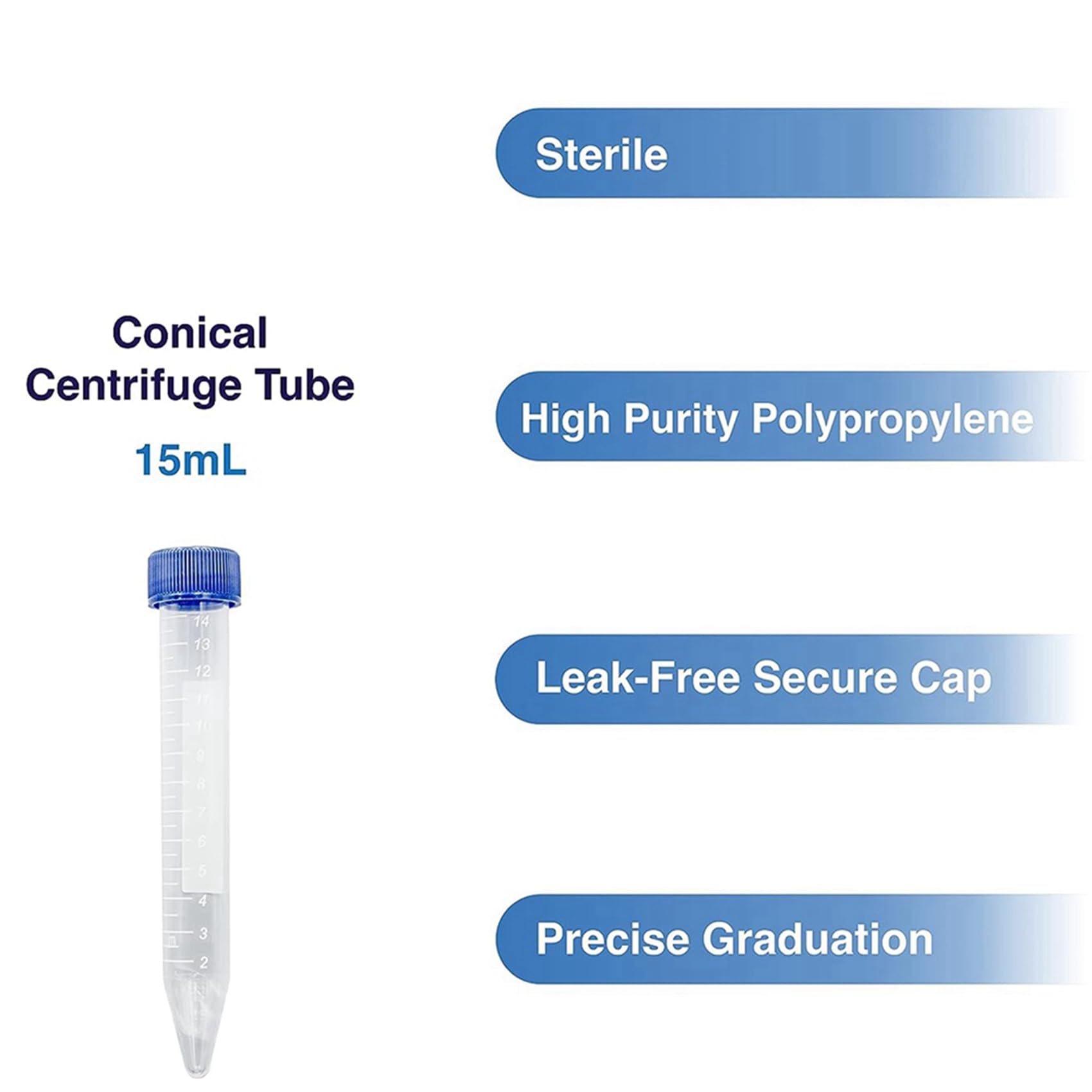 Provette autoportanti per centrifuga, 50 ml, confezione da 100 pezzi, in plastica, con tappi a vite, provette sterili da 50 ml, con coperchio