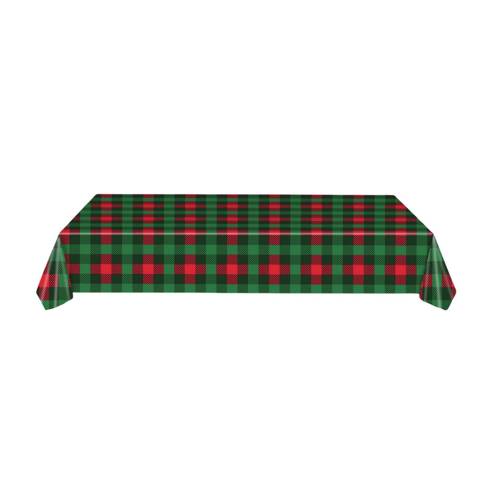 NIVAA Christmas Disposable Tablecloth Holiday Waterproof Rectangle Table Protector 1PC Small Plaid-image-26