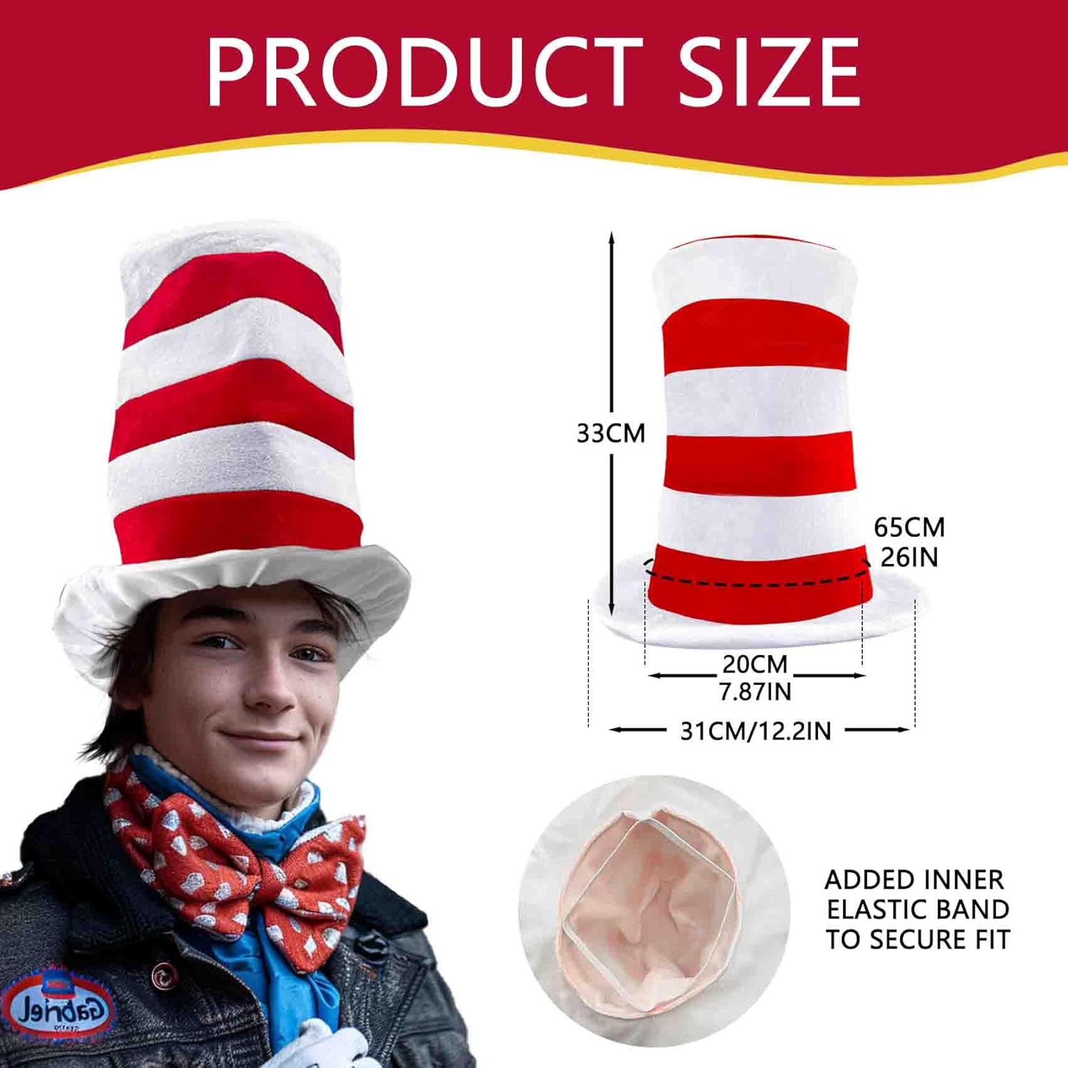 Red and White Stovepipe Hat Top Hat Cosplay Costume Accessories Headwear Funny Party Favors Costume Hat Women Men - Image 2