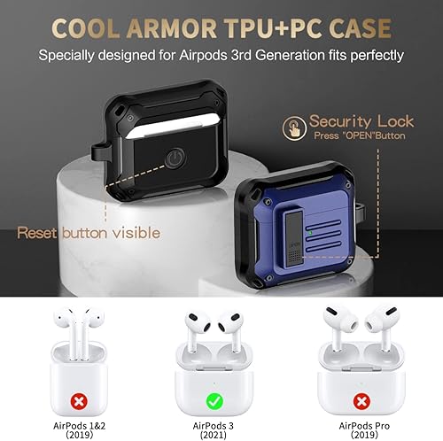 Miniatura 4 de Funda para Airpods de 3 generación con bloqueo 9 en 1 Juego de accesorios de silicona para Airpods 3 2021 funda protectora de TPU de cuerpo completo