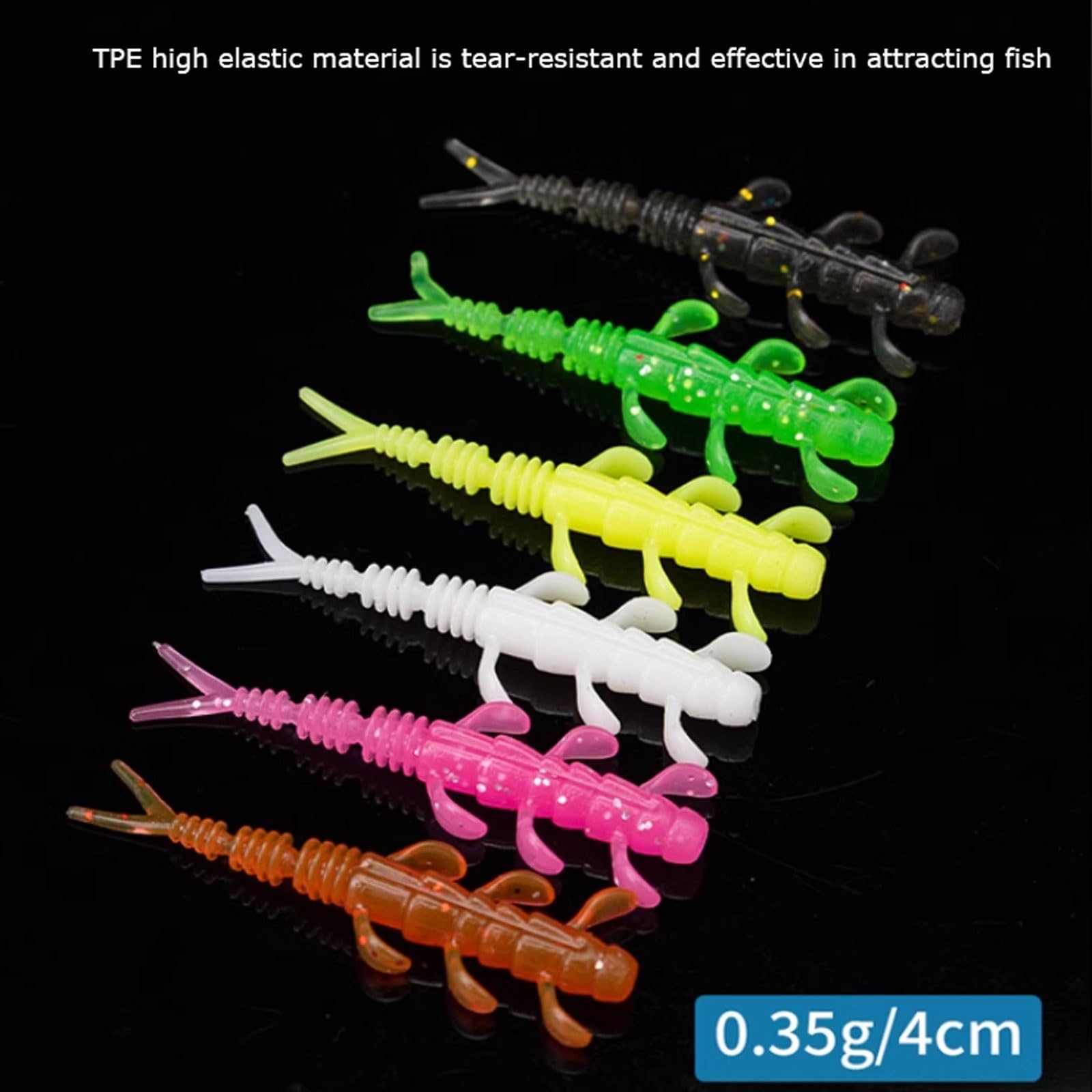 Paquete de 120 señuelos Blandos de Cola ahorquillada Micro - Cebo de Boca Invertida de 1,6" de simulación biónica, señuelos de Pesca Salvaje ultrafinos Equipo de Pesca