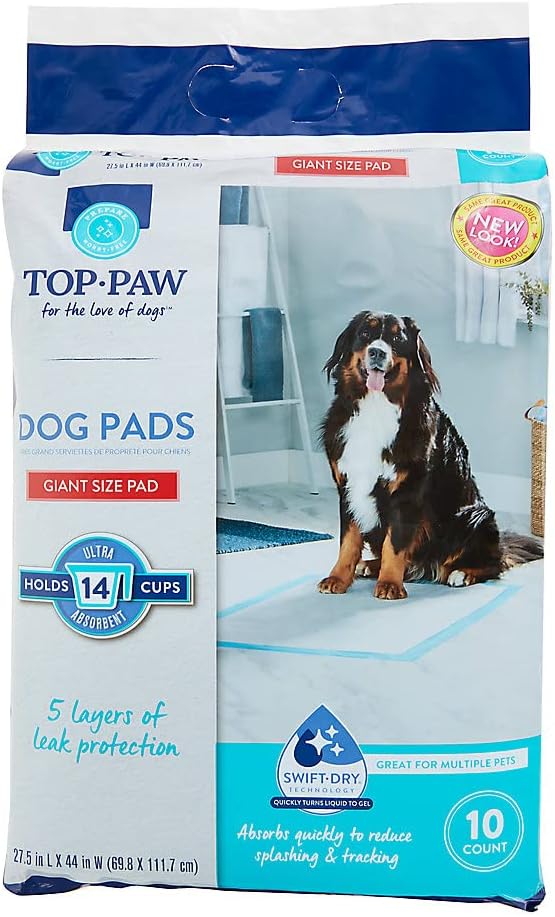 TOP PAW Ultra Giant Dog Puppy Pads, 27.5" x 44", 10 Count