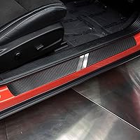 Vista 9 de LEXLEY Protector de umbral de puerta de cuero estilo fibra de carbono 3D para Dodge Challenger 2010-2023, protector de umbral de puerta antiarañazos