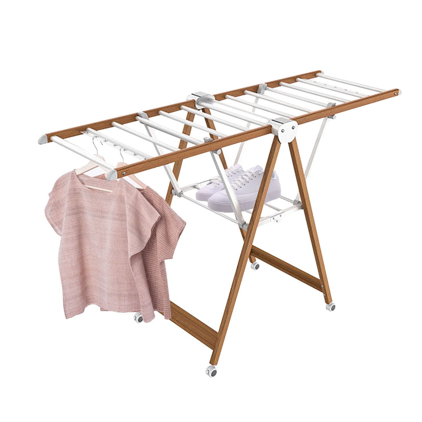 Stendibiancheria Con Ali Per Abiti Lunghi | Pieghevole 171x46x96cm | Per Interni Ed Esterni - Foto 7