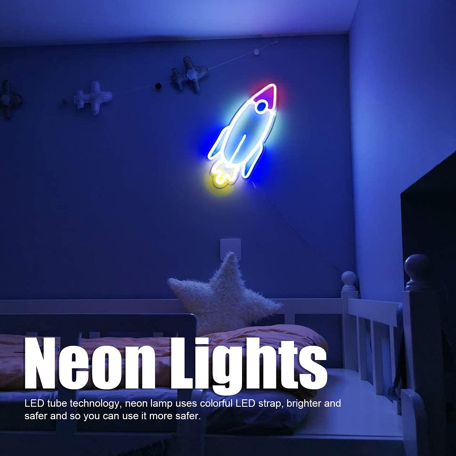 NiniTe LIGHTS Lampe Néon Arc-en-ciel, Jolie Lampe De Nuit Alimentée Par USB Comme Décoration Murale Pour Chambre D'enfant, Chambre, Noël, Festival
