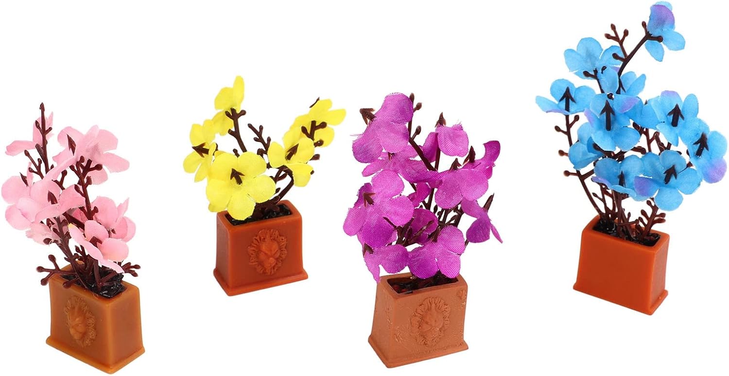 Shanrya Mini Modelo de Flor de Planta en Maceta, Plantas de Casa de Muñecas Delicadas Decorativas Que No Se Desvanecen Pequeñas para Vacaciones
