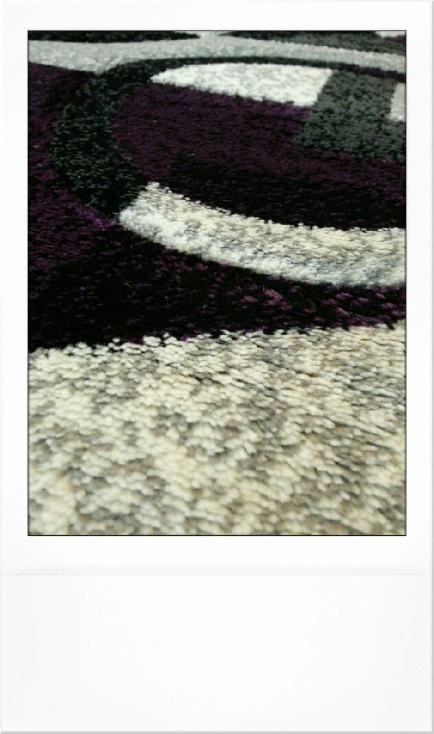 Modern Runner Contemporary Area Rug Purple Grey & Black Abstract Design 322 (2 Feet X 7 Feet 3 Inch)