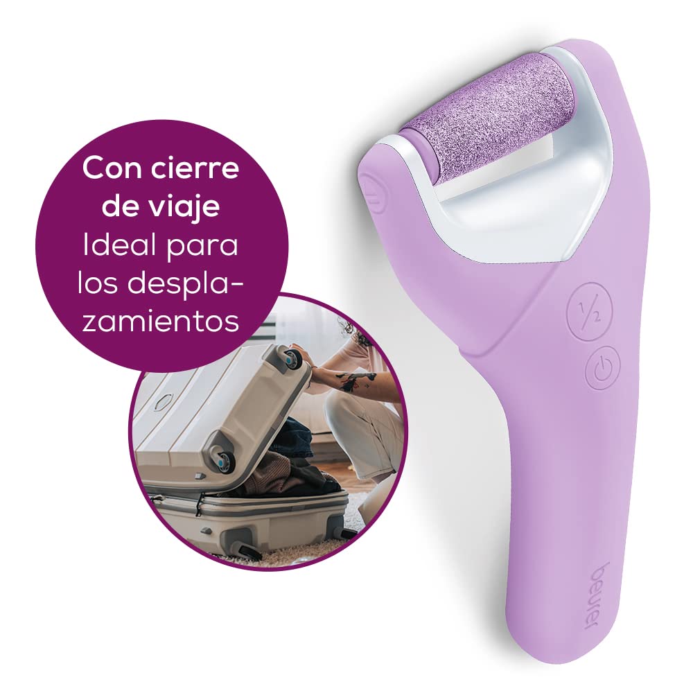 Beurer MP 59 Eliminador de durezas resistente al agua, lima eléctrica para callos con 2 velocidades, también adecuada para durezas fuertes, funcionamiento con pilas, para pies húmedos y secos