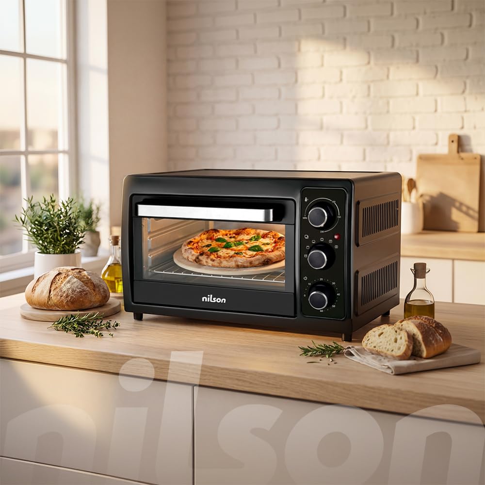 Piekarnik stołowy 28 l, konwekcja, 1500 W, 5 funkcji gotowania, sterowanie mechaniczne, NHS2800N, regulowany termostat, maksymalna temperatura 230º, Timer 60 min