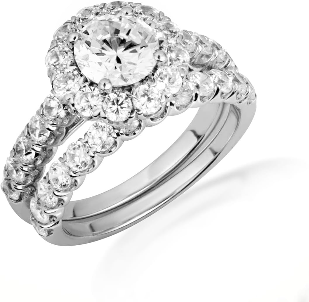 Elegant 14k Gold Pave Set Lab-Grown Diamond Engagement Wedding Set