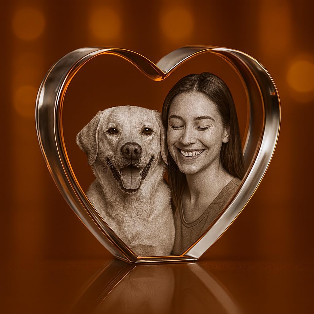 Personalized 3D Engraved Crystal Photo Rectangle |Custom Laser Etched Keepsake | Gift | Décor | Memorial Gift for Pets | Dogs Or Cats Personalized Photo Frame (3 x 2 x 2 inches)