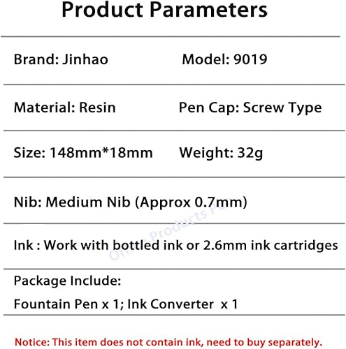 Miniatura 8 de Jinhao 9019 - Pluma estilográfica #8 de punta fina, color rojo transparente con clip dorado, bolígrafo de escritura de resina de gran tamaño con