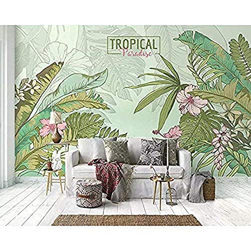 Papel pintado Tropical Rainforest Textil exótico Textura Selva Mural TV Papel tapiz de pared papel pintado a papel pintado pared dormitorio autoadhesivo wallpaper fotos blanco infantil F-300cm×210cm