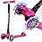 Scooters for Kids 3 Wheel Kick Scooter for Toddlers Girls & Boys, 4 Adjustable Height, Lean to Steer, Extra-Wide Deck, Light Up Wheels for Children from 3 to 14 Years Old,Pink