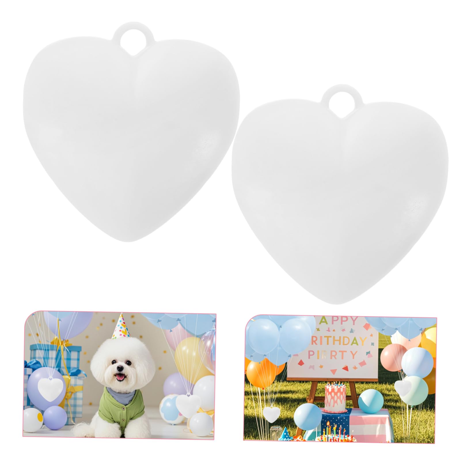 Ancore per Palloncini a Cuore 4 Pezzi in Resina Bianca