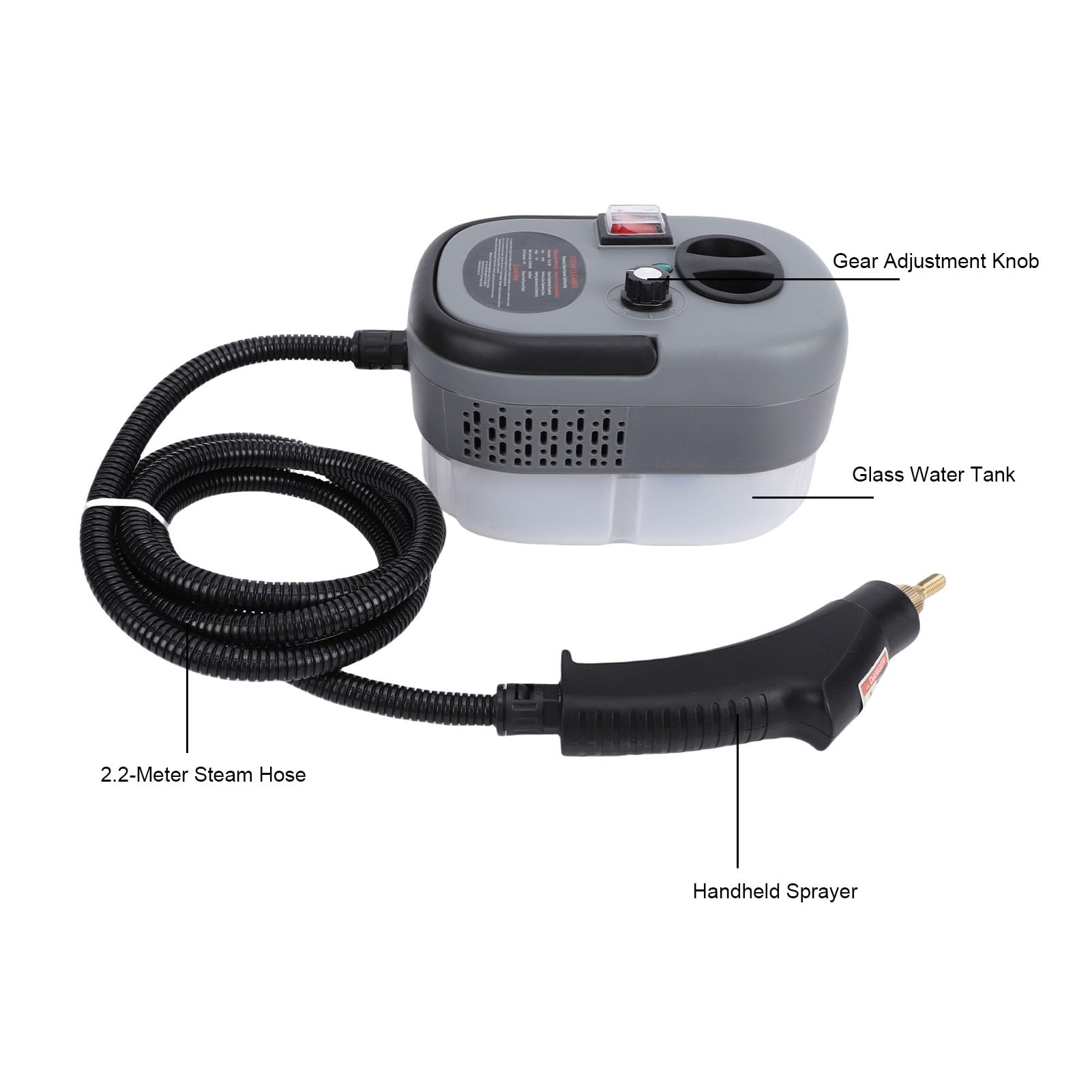 TOPINCN Limpiador a Presurizado de Mano, Máquina de Limpieza Portátil de Alta Temperatura de 2500 W para Muebles de Cocina y Coche con Tanque de 1200 Ml de Capacidad (Enchufe europeo 220V)