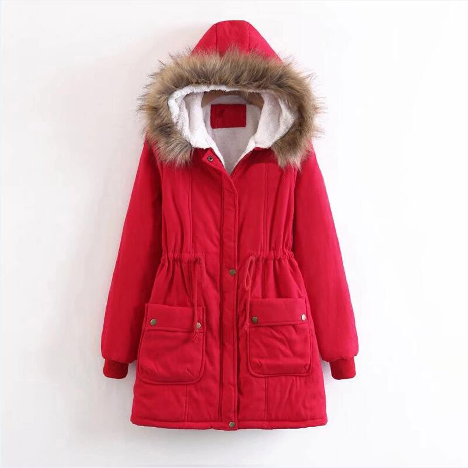 Chaquetas de forro polar de gran tamaño con cremallera completa, cordón de manga larga, capucha exterior resistente al viento, chaqueta delgada cálida para mujer
