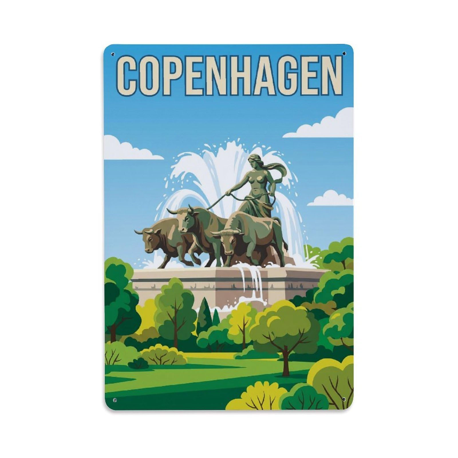 Este 8X12inch Style Vintage Travel Copenhagen Denmark Adore Metal Tin Sign