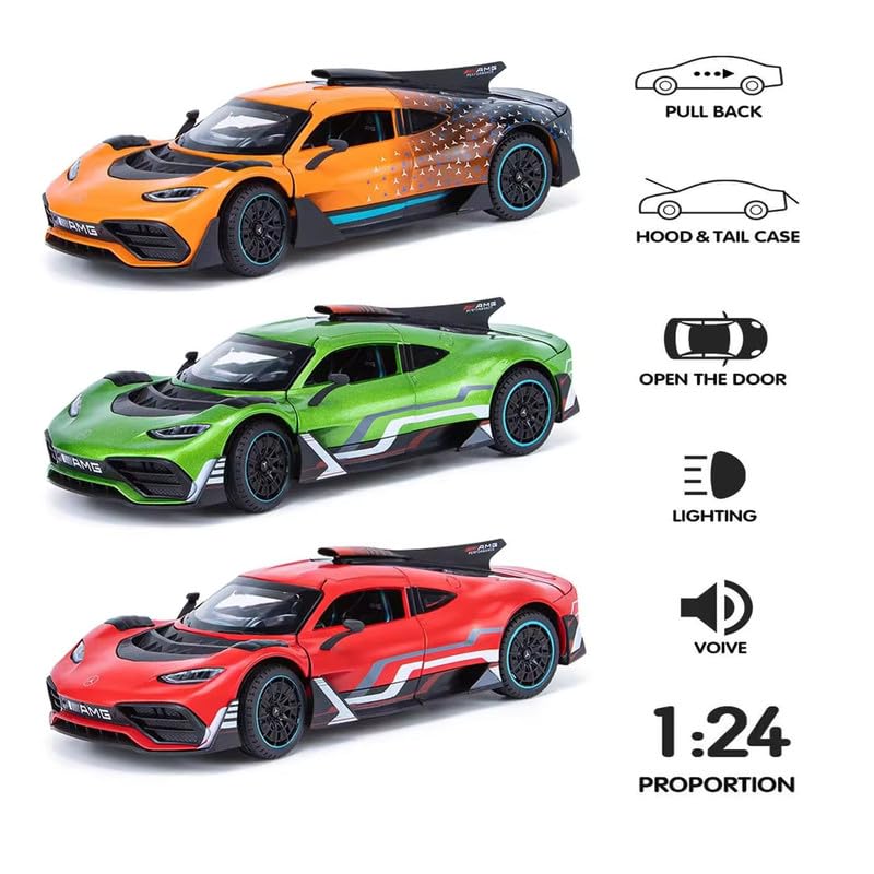 Image of Invite Enterprise Merceedes AMG ONE 1:24 Exclusive Model Car with Box, Zinc Alloy Pull Back Toy car with Sound and Light for Kids Boy Girl Gift [Colors as Per Stock]
