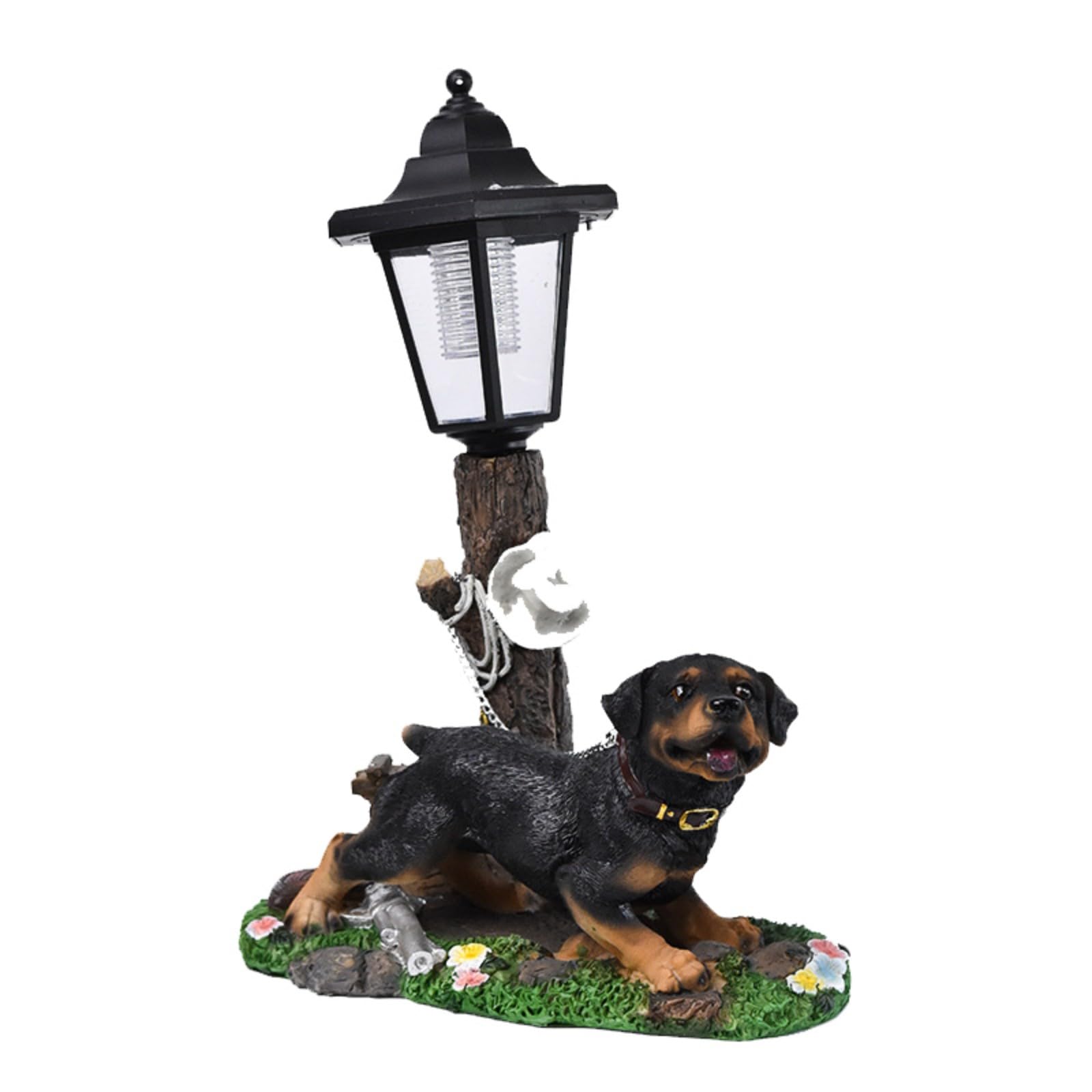 Lampe solaire de jardin en forme de chien en résine pour baliser l'allée