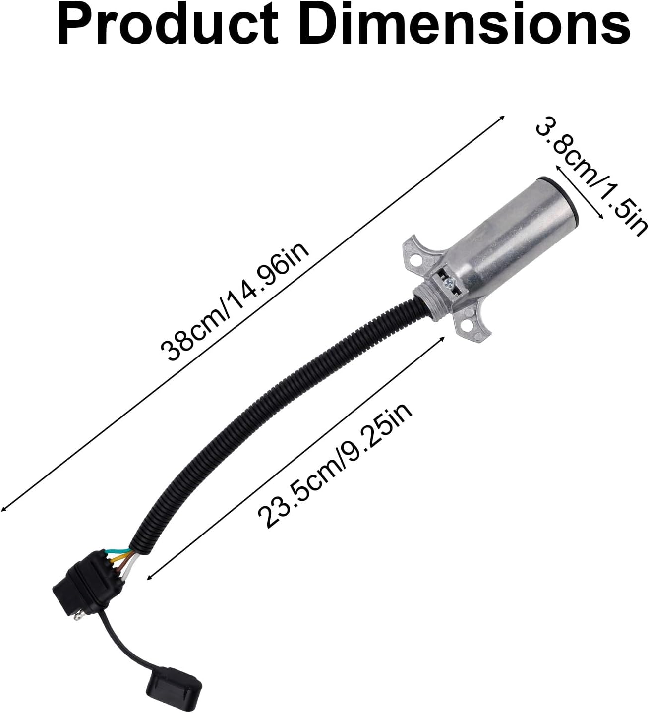 7 Pin Round to 4 Way Flat Trailer Wiring Adapter, Heavy Duty Vehicle Side 7 Pin Round to 4 Way Reverse Wiring Harness Connector with Dust Cover for Truck RV Tow Package