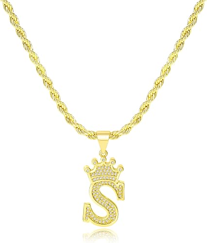 KYNOX A-Z Initial Necklace 14K Gold Pendant for Men Women, Letter Necklace Every