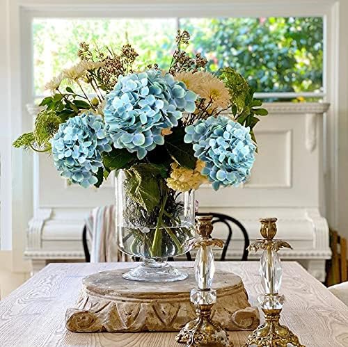 Briful Hydrangea Artificial Flowers Real Touch Hydrangea Flowers 24.8" Tall Fake Flowers Hydrangea Plants Long Stem Blue Artificial Flowers Outdoor - Image 5