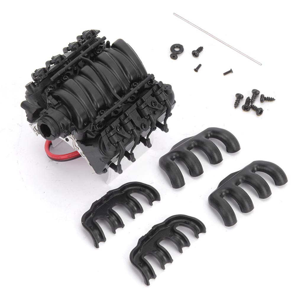 equlup 70x70x50mm/2.76x2.76x1.97inch RC Simulation Engine Fans Radiator, Universal V8 1/10 RC Simulation Engine Motor Heatsinks Cooling Fan (Black)