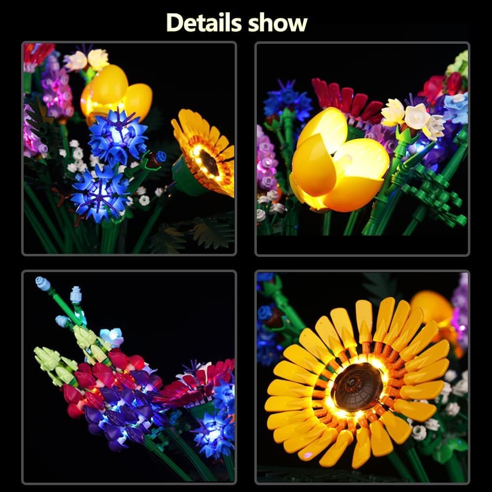 BrickSoul Light Up Kit Compatible with Lego Artificial Wildflower Flowers Bouquet 10313 Building Set, Upgrade Design Lighting Accessories, Not Included 10313 Model