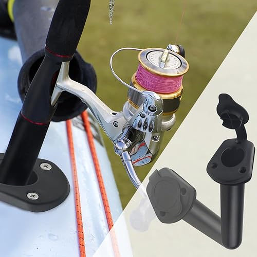 Miniatura 6 de WMYCONGCONG 2 piezas cubierta de kayak de plástico empotrado soporte de caña de pescar con tapa cubierta para kayak, barco, canoa