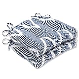 Pillow Perfect Bali Navy Reversible Chair Pad, Set of 2,Blue