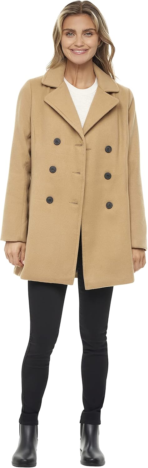 Sebby S.E.B Women's Peacoat, Double Breasted Pea Coat. Perfect Notched Collar Winter Wool for women outerwear jacket