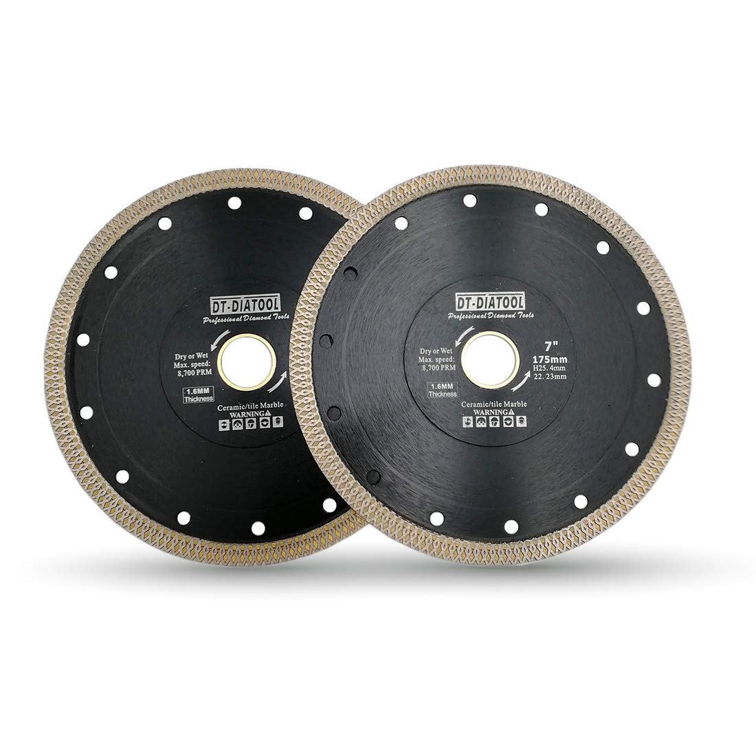 DT-DIATOOL Diamond Cutting Disc 2PCS 7 Inch / 175mm Cutting Disc with X Mesh Turbo for Porcelain Tile Marble Ceramic Granite
