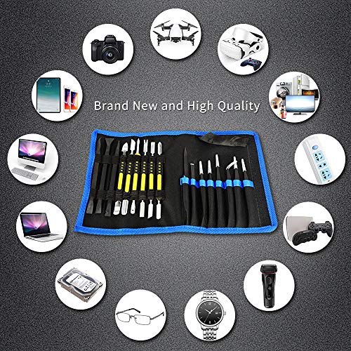 17 In 1 Electronics Repair Tools Opening Pry Tool Kit With Dual Ends Metal Spudgers And Black Tweezers For Ipad Tablets Laptop Electronics Device Mobile Phone #TOP1